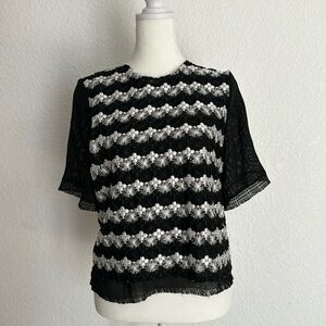 Alexis black and white lace top